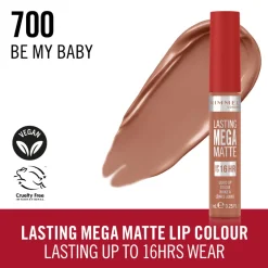Liquid Lipstick<Rimmel Lasting Mega Matte Liquid Lipstick Be My Baby 700 7.4 ml
