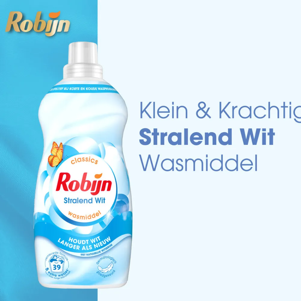 Klein & Krachtig Wasmiddel Stralend Wit 39 Wasbeurten 1,19 liter^Robijn Discount