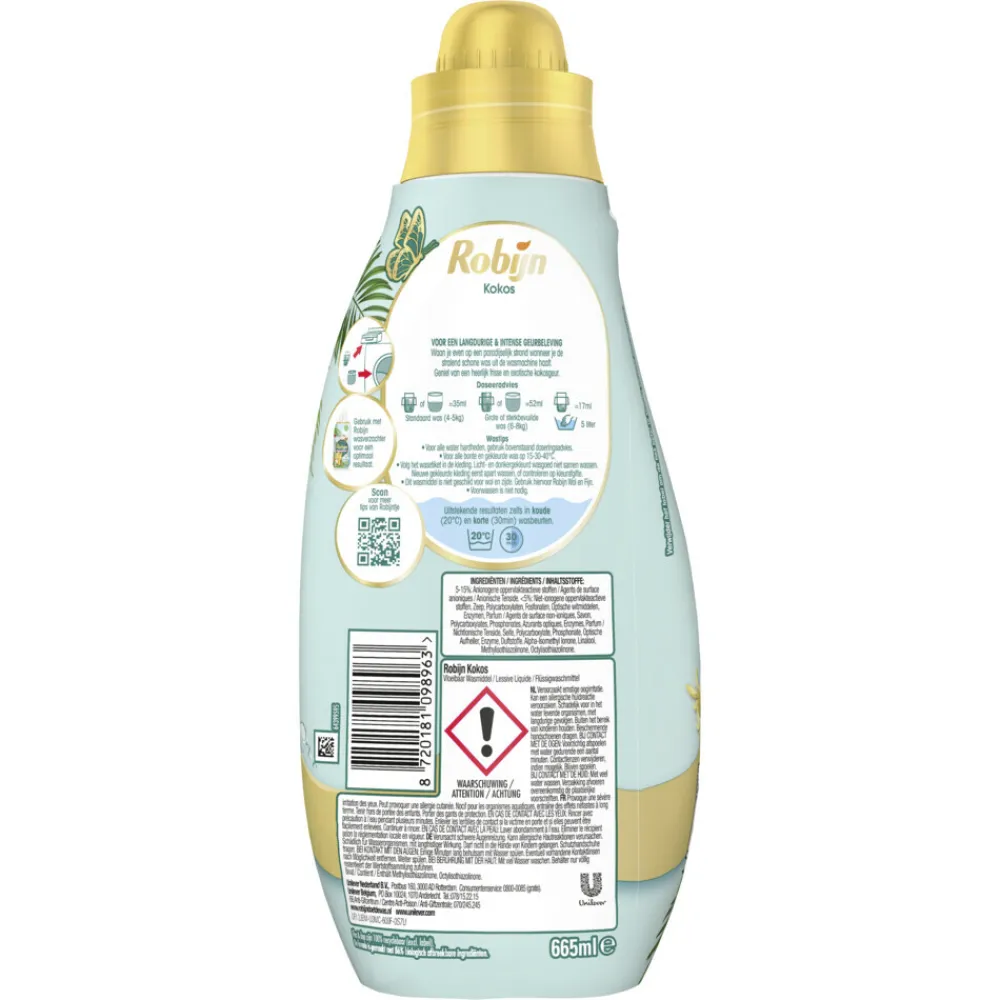 Online Klein & Krachtig Wasmiddel Kokos Sensation 19 Wasbeurten 665 ml Wasmiddel