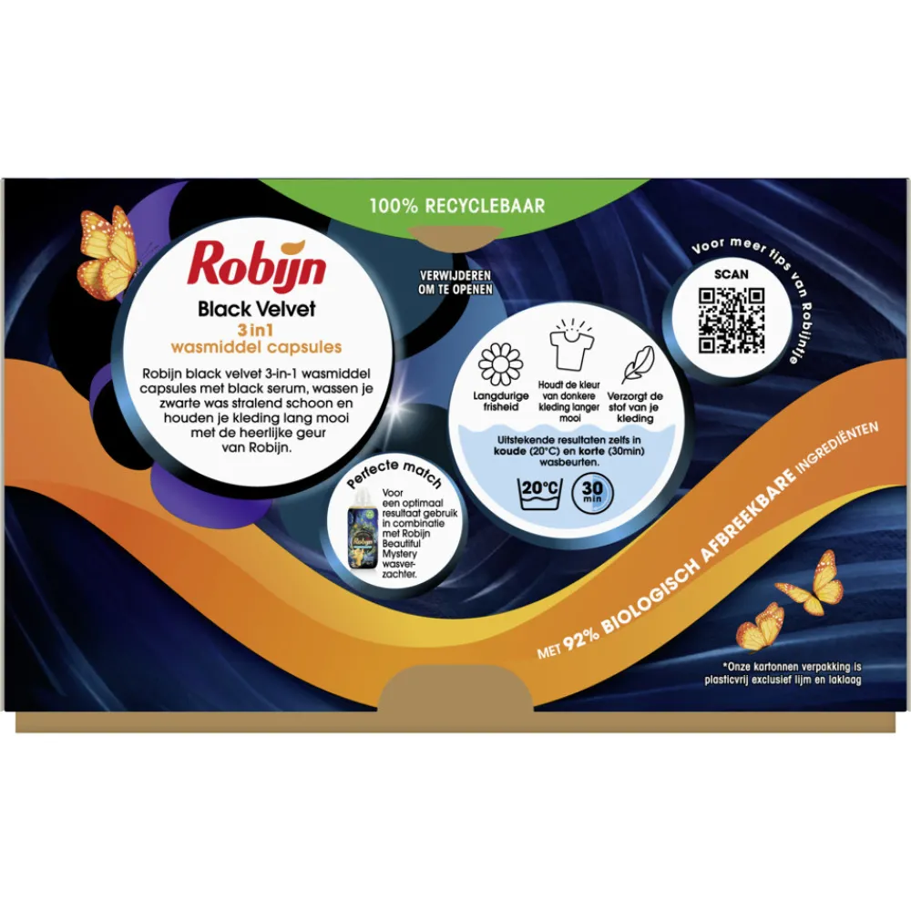 Wascapsules 3-in1 Black Velvet 15 stuks Wasmiddel