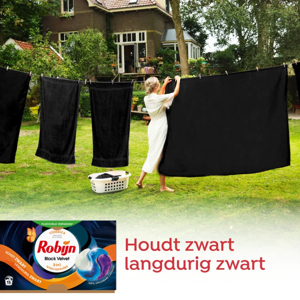 Wascapsules 3-in1 Black Velvet 15 stuks Wasmiddel