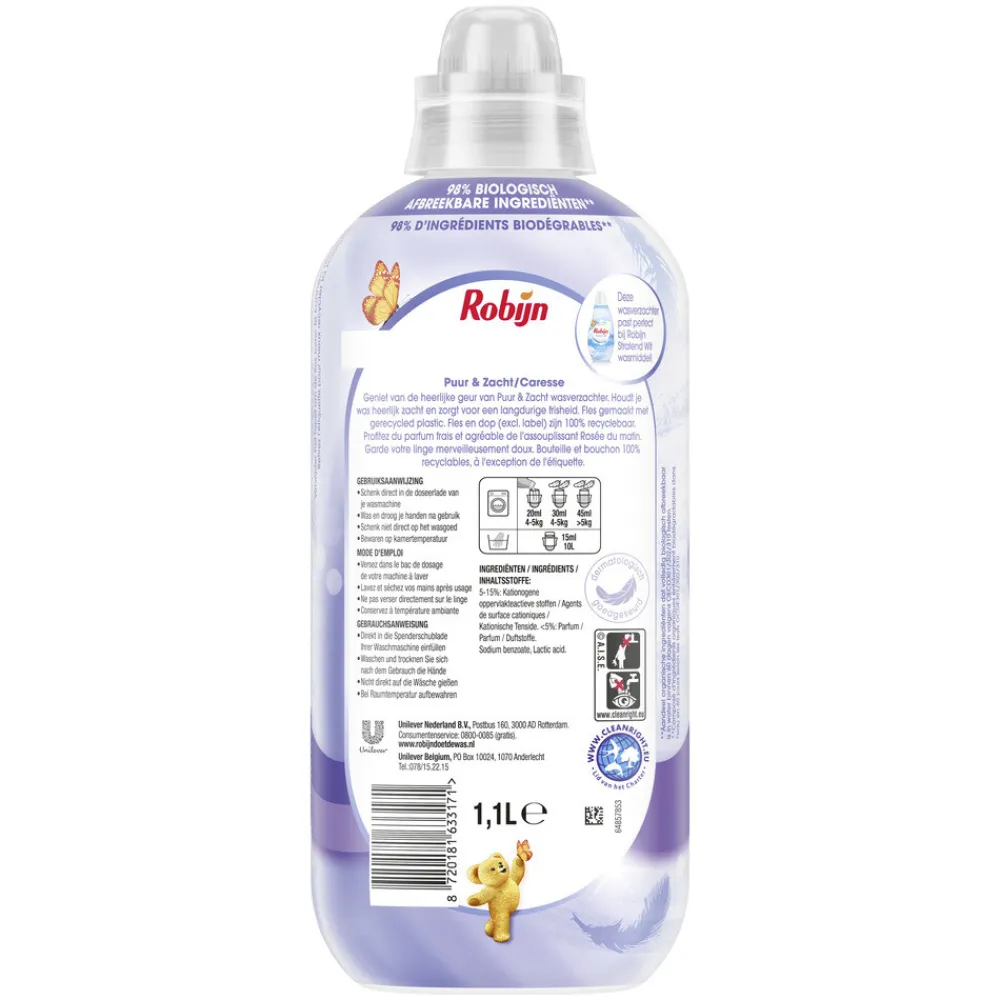 Wasverzachter Puur & Zacht 55 Wasbeurten 1100 ml^Robijn Best