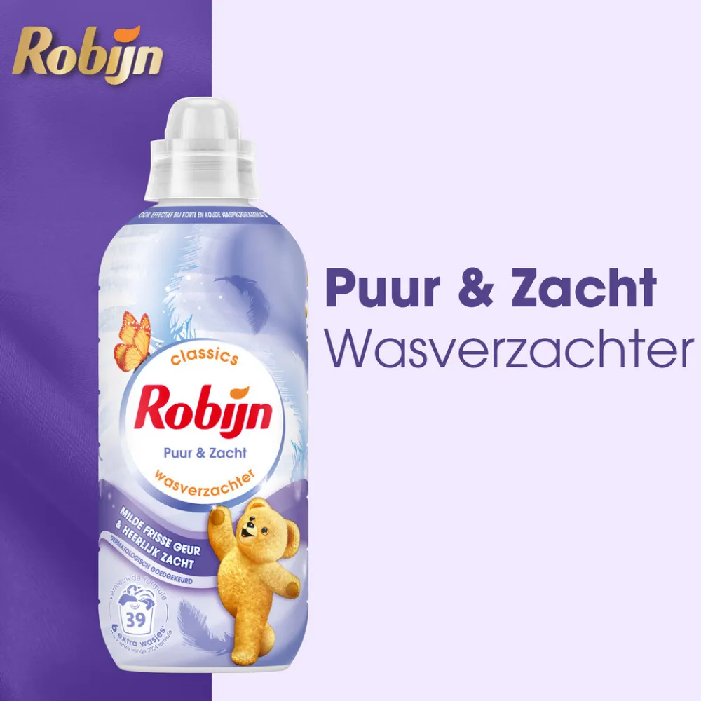 Wasverzachter<Robijn Wasverzachter Puur & Zacht 39 Wasbeurten 780 ml