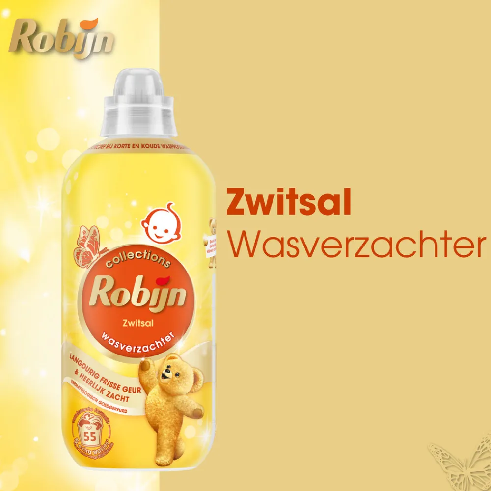 Wasverzachter<Robijn Wasverzachter Zwitsal 55 Wasbeurten 1,1 liter