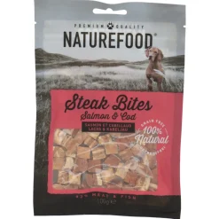 Snacks<Rosewood Naturefood Steak Bites Zalm & Koolvis 100 gr