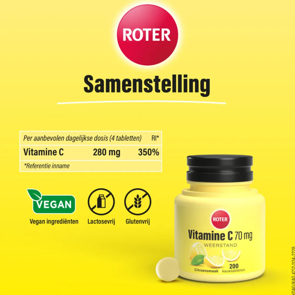 Vitaminen<Roter Vitamine C 70 mg Citroen 200 kauwtabletten