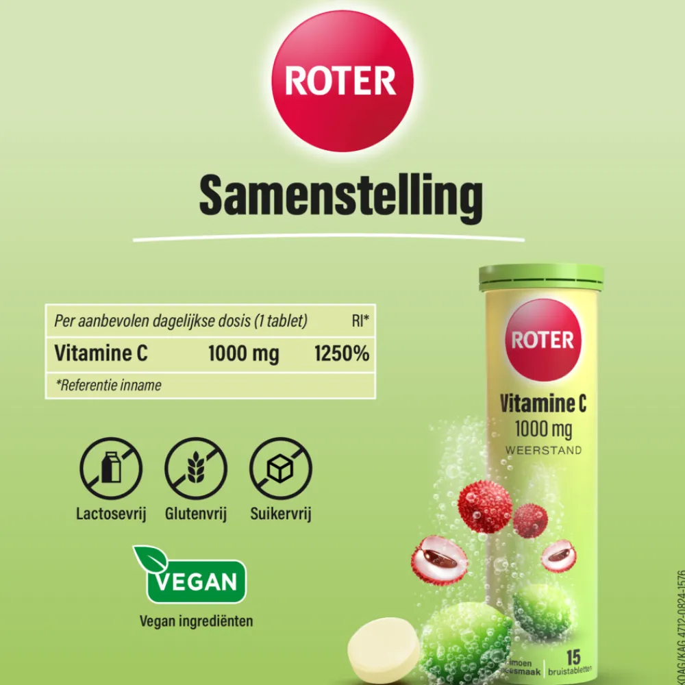 Vitamine C 1000 mg Lime- Lychee 15 bruistabletten^Roter Clearance