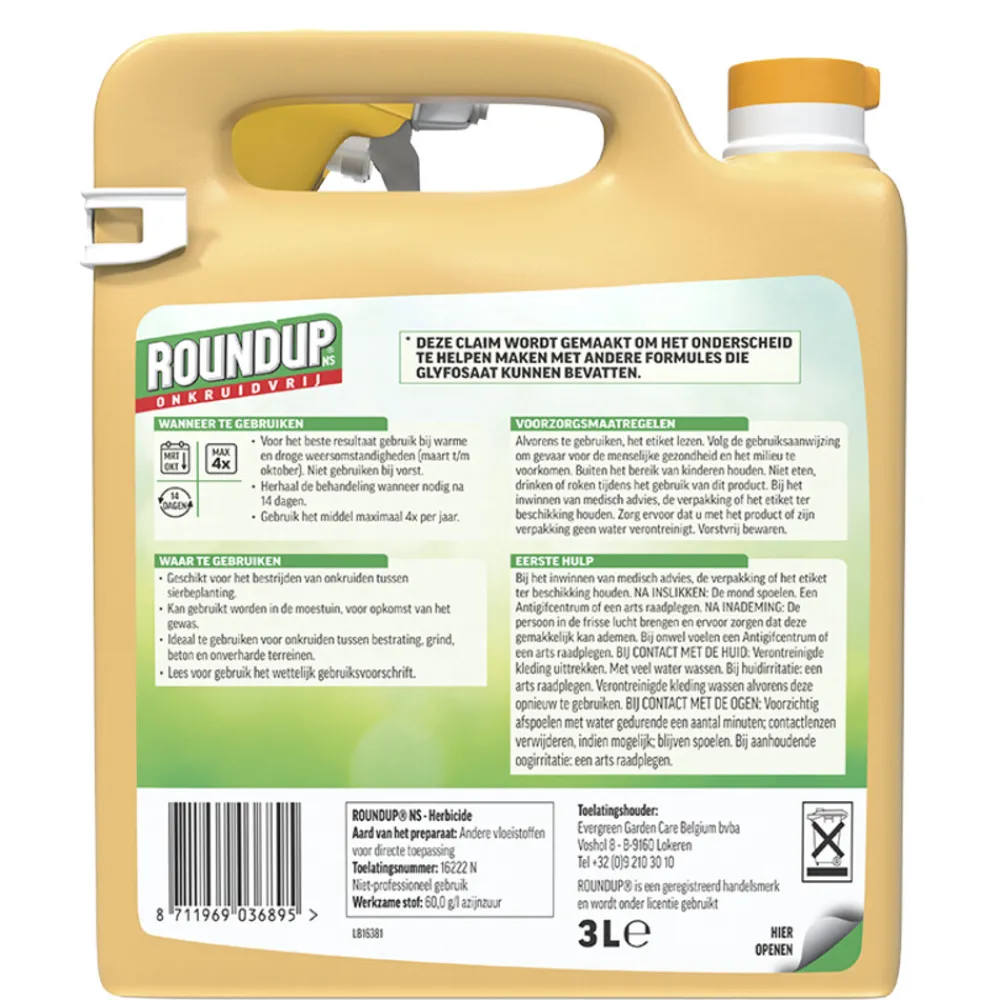 Onkruidbestrijding<Roundup NS Natuurlijk Onkruidvrij Kant en Klaar 3 liter