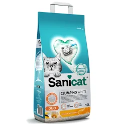 Kattenbakvulling<Sanicat Clumping White Duo Vanilla & Mandarin 10 liter
