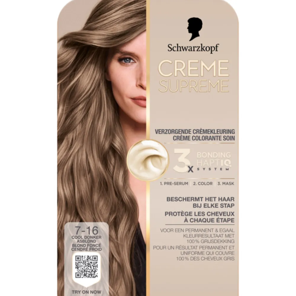 Haarkleuring<Schwarzkopf Creme Supreme Haarkleuring 7-16 1 set