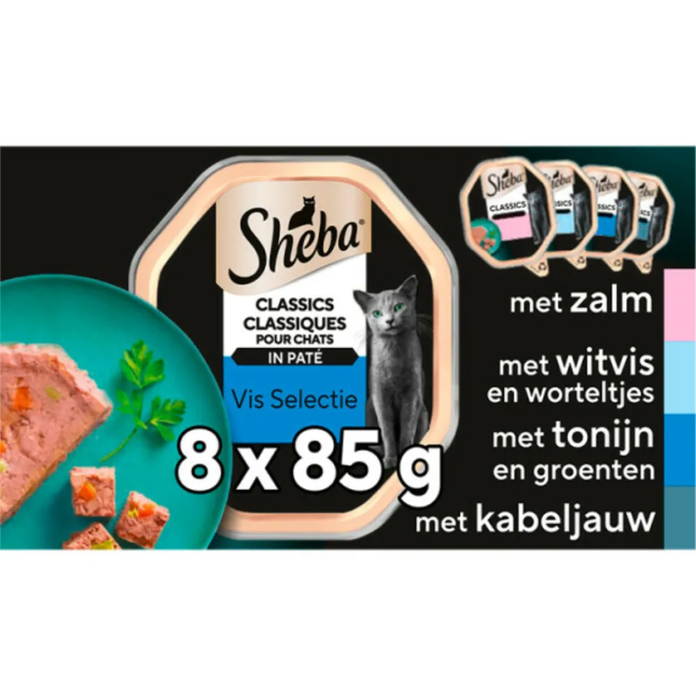 Adult Kattenvoer Classic Paté Natvoer Vis Kuipjes 8 x 85 gr^Sheba Sale