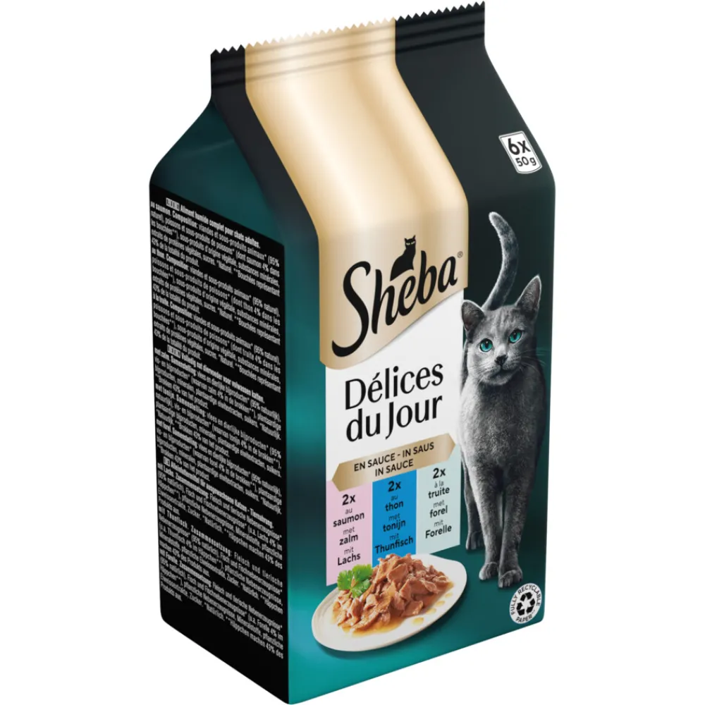 Délices Du Jour in Saus Traiteur Selectie Maaltijdzakjes Multipack 6x50 gr^Sheba