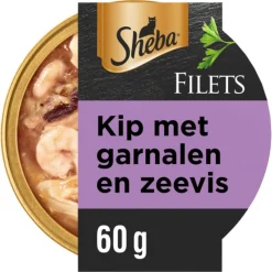 Filets Kattenvoer Natvoer Garnaal & Oceaanvis & Kip in Saus 60 gr^Sheba Clearance