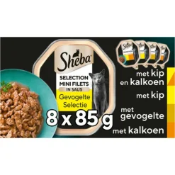 Mini Filets Adult Kattenvoer Natvoer Gevogelte in Saus Kuipjes 680 gr^Sheba Outlet