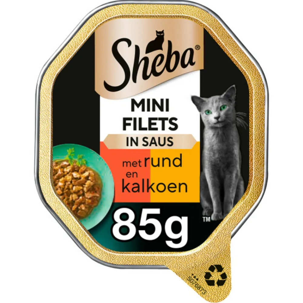 New Mini Filets Adult Kattenvoer Natvoer Rund en Kalkoen in Saus Kuipjes 85 gr Kattenvoer