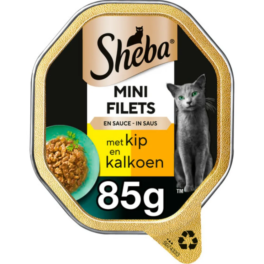 Outlet Mini Filets Adult Kattenvoer Natvoer Kip en Kalkoen in Saus Kuipjes 85 gr Kattenvoer