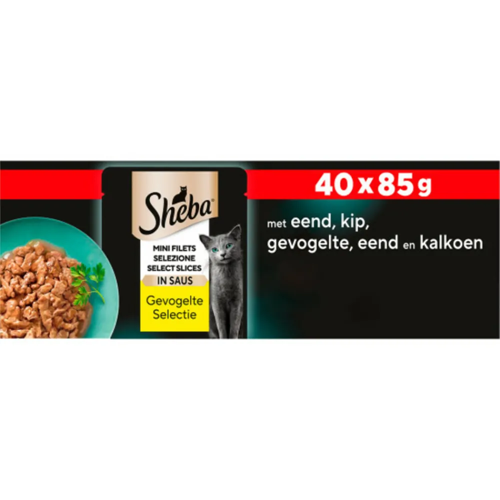 Sale Mini Filets Kattenvoer Natvoer Gevogelte in Saus Mega Pack Maaltijdzakjes 40 x 85 gr Kattenvoer