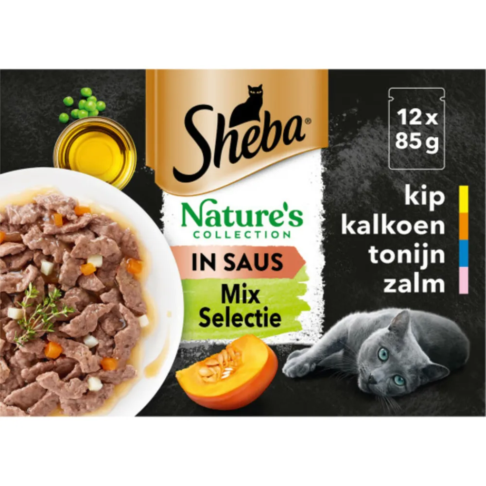 Nature's Collection Kattenvoer Natvoer Mix Selectie in Saus Maaltijdzakjes 12 x 85 gr^Sheba Discount