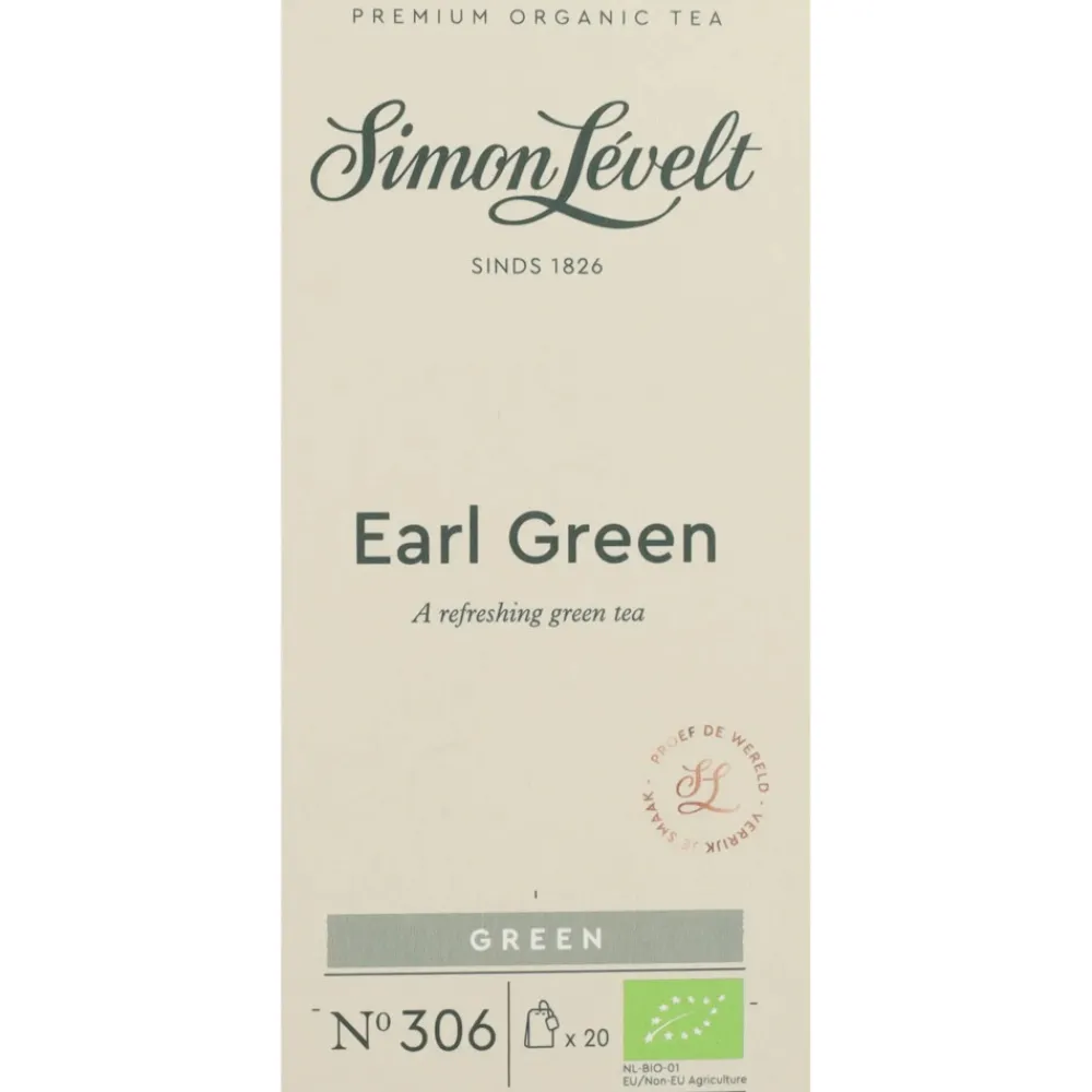 Thee<Simon Levelt Earl Grey Green Bio 20 stuks