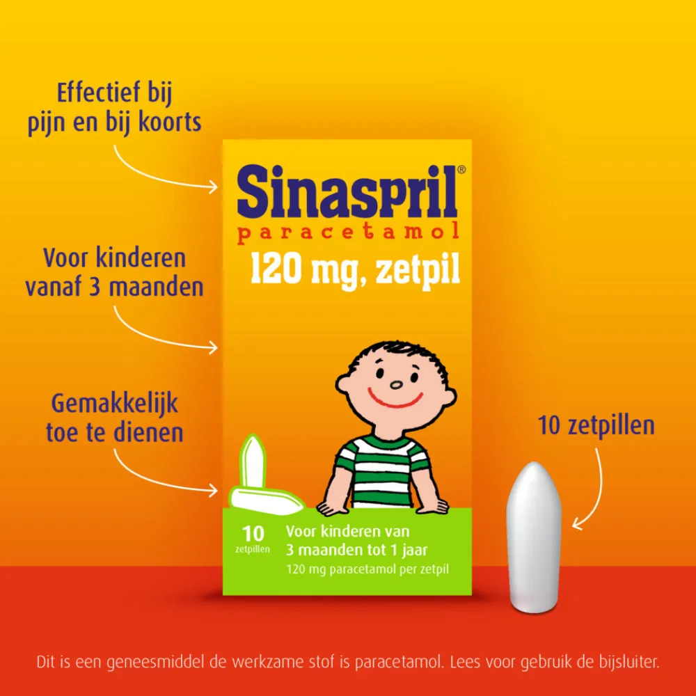 Geneesmiddelen|Pijnstillend<Sinaspril Paracetamol 120mg Zetpil 10 stuks