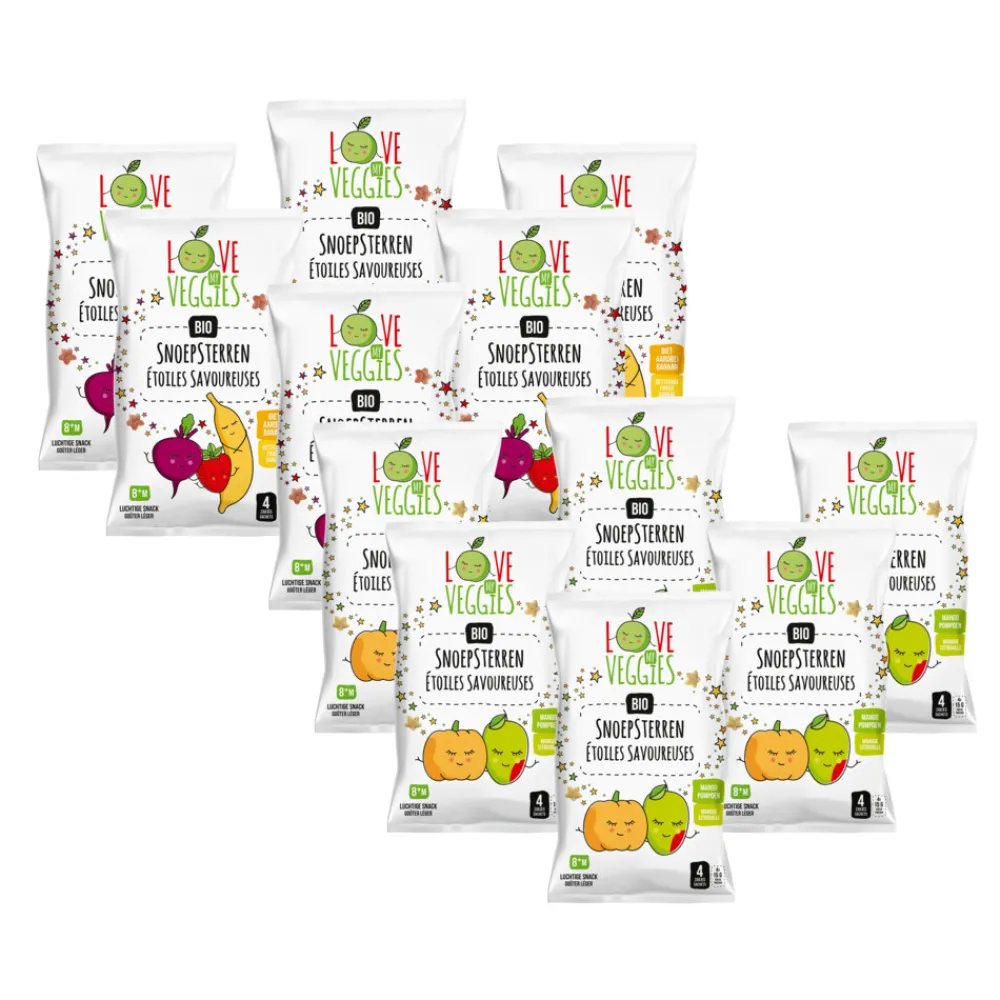 Online Snoepsterren - Mango pompoen 6x 4 stuks & Biet aardbei 6x 4 stuks Pakket Baby & Peutervoeding