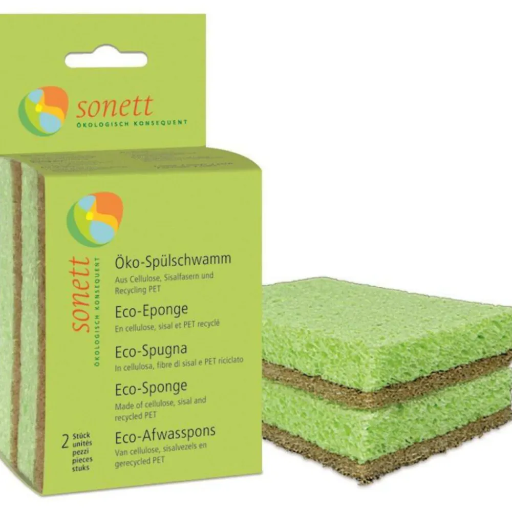 Sponzen<Sonett Afwasspons Biologisch 2 stuks