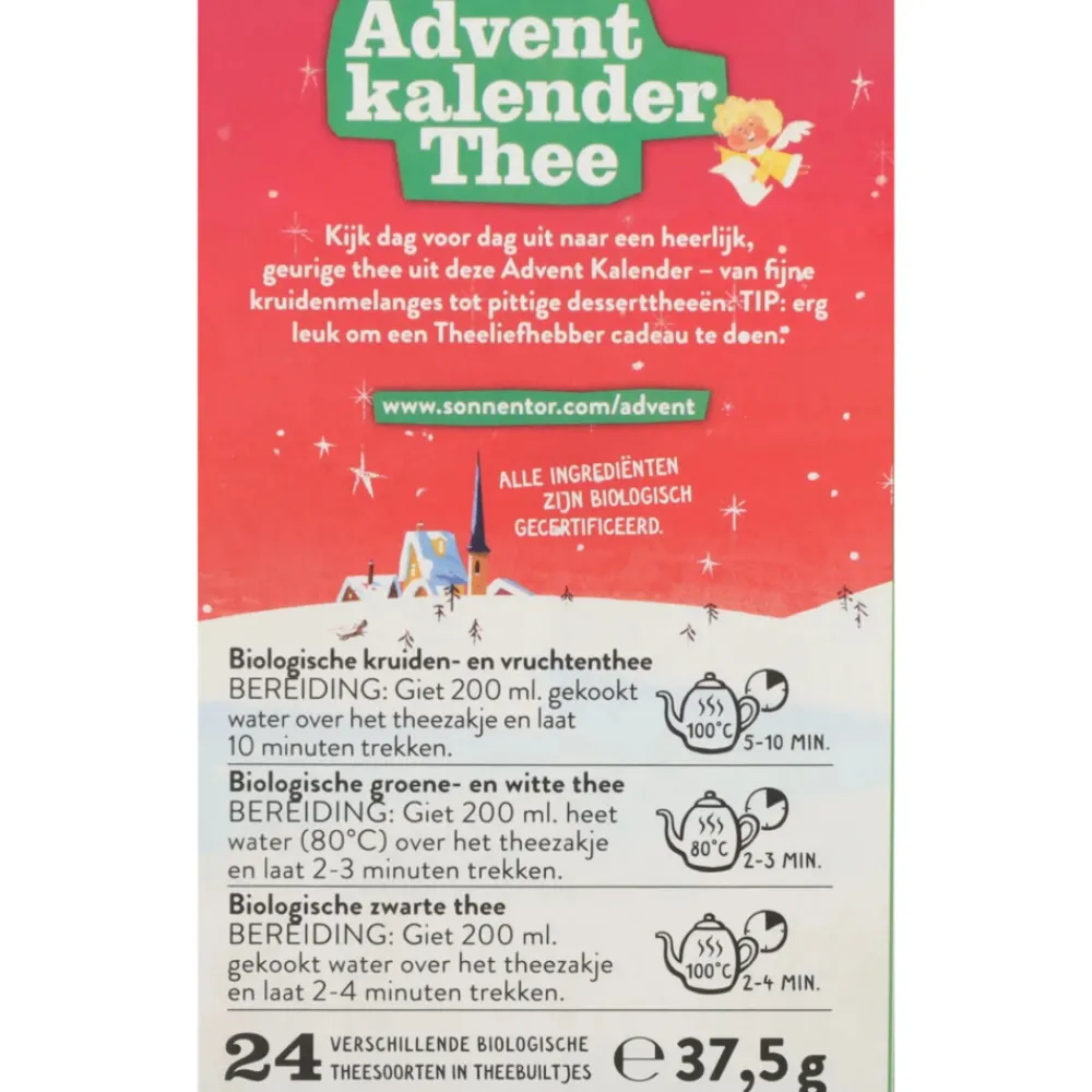 Thee<Sonnentor Advent Kalender Thee Biologisch 24 stuks