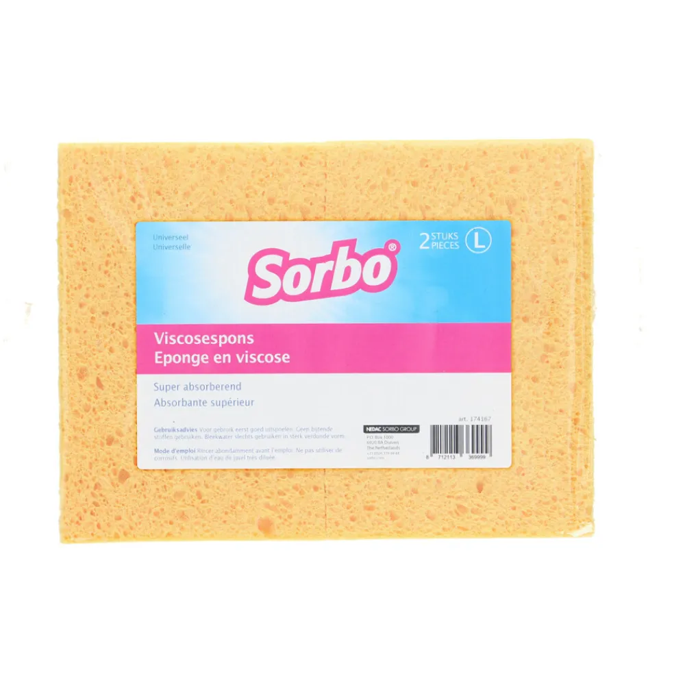Sponzen<Sorbo Viscose Spons Large Duo Actiepack 2 stuks