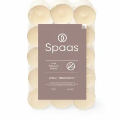 Kaarsen<SPAAS Anti-tabak theelicht blokverpakking ± 4,5 branduren 30 stuks