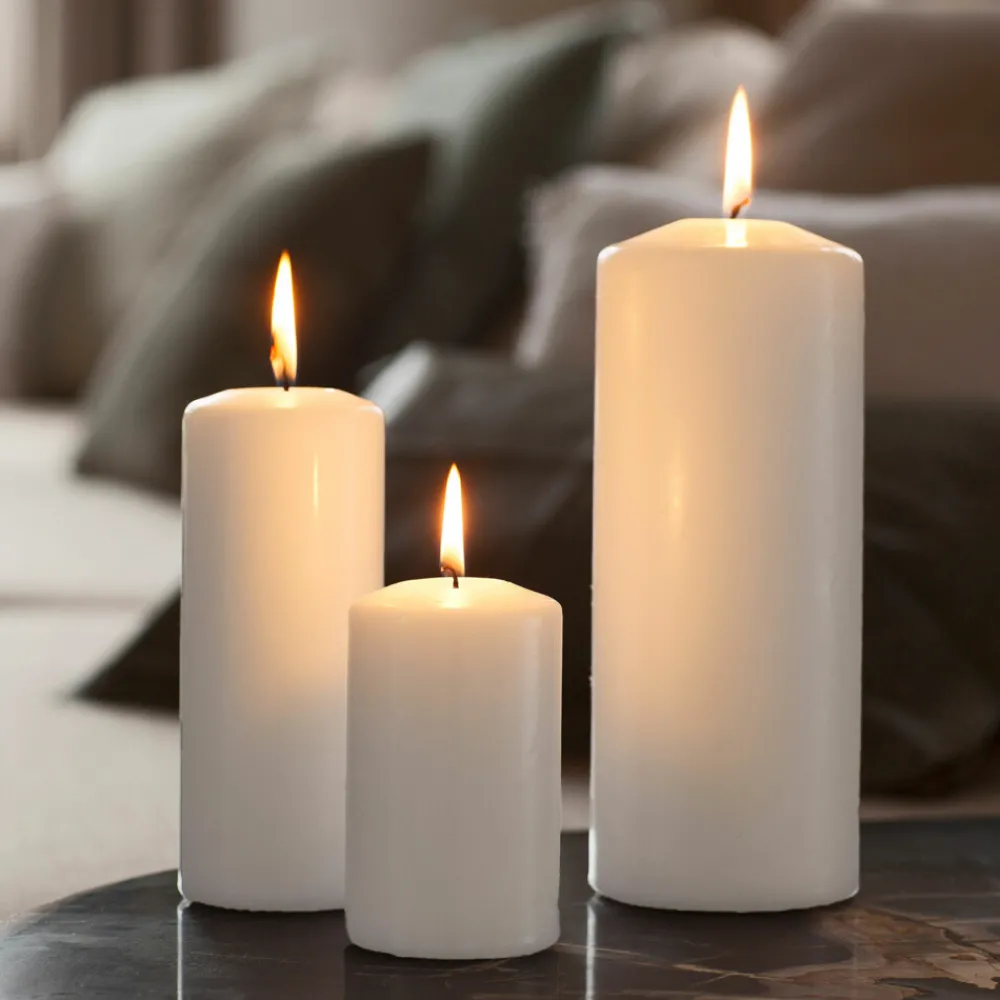 Sale Cilinderkaars Wit 80/200 mm ± 100 branduren Kaarsen