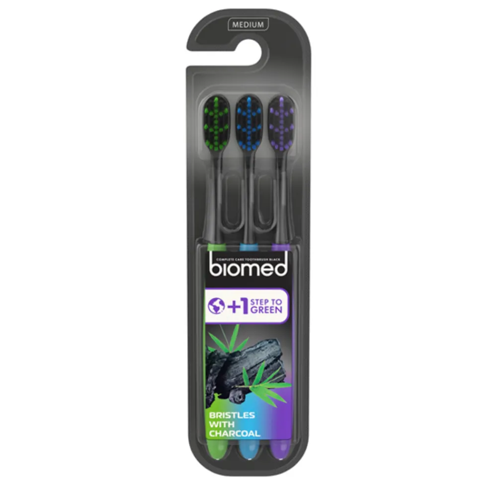 Outlet Biomed Tandenborstels Charcoal 3 stuks Tandenborstels