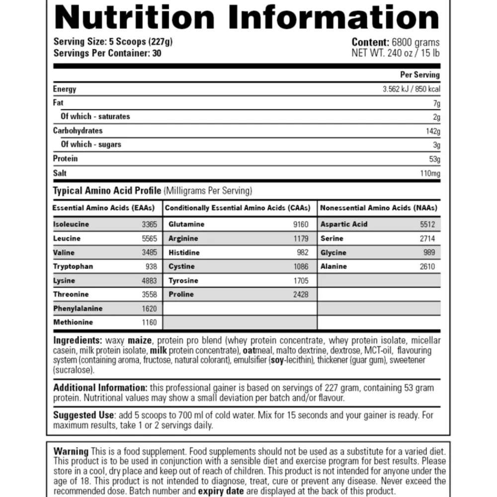 Sportvoeding & Drank<Stacker Giant Mass Gainer Strawberry 2270 gr