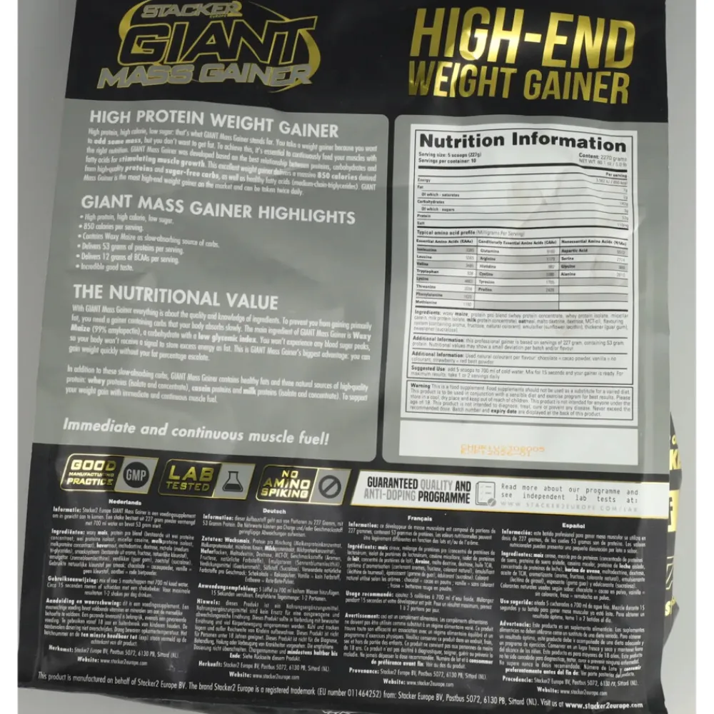 Sportvoeding & Drank<Stacker Giant Mass Gainer Strawberry 2270 gr