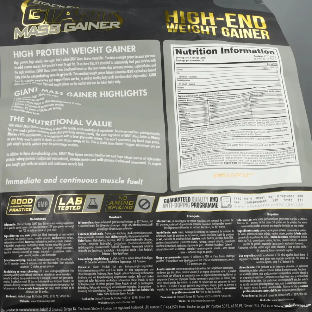 Sportvoeding & Drank<Stacker Giant Mass Gainer Chocolate 2270 gr