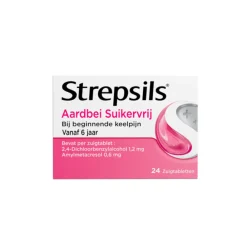 Keel & Luchtwegen<Strepsils Zuigtabletten Aardbei Suikervrij 24 tabletten