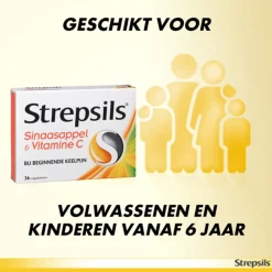 Keel & Luchtwegen<Strepsils Zuigtabletten Sinaasappel & Vitamine C 36 tabletten