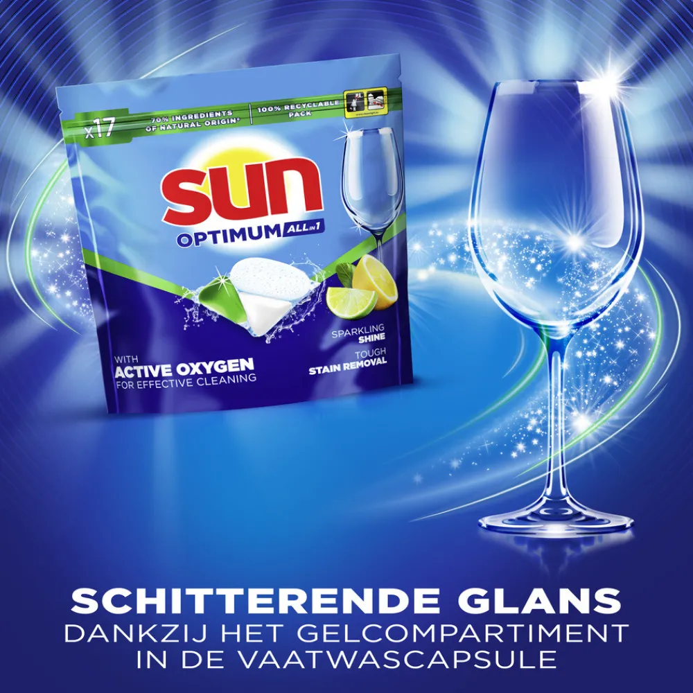 Machineafwas<Sun Vaatwascapsules Citroen 17 stuks