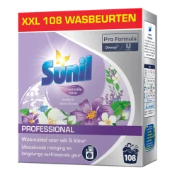 Professioneel Wasmiddel|Wasmiddel<Sunil Professional Wasmiddel Poeder Lavendel & Chinese Bloesem - 108 Wasbeurten Pro Formula 7,56 kg