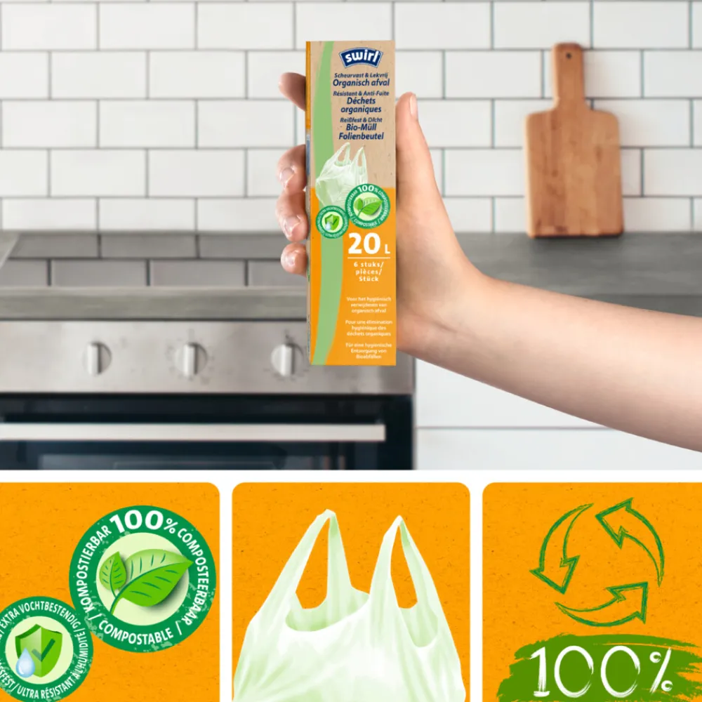 Pedaalemmerzakken Bio 20 liter 6 stuks^Swirl Outlet