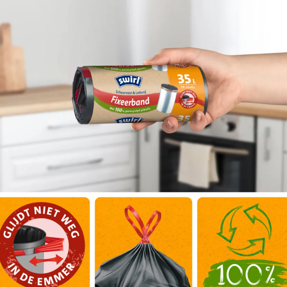 Discount Pedaalemmerzakken met Fixeerband 35 liter 10 stuks Huishoud & Vuilniszakken