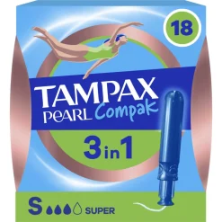 Pearl Compak Super Tampons met Inbrenghuls 18 stuks^Tampax Outlet