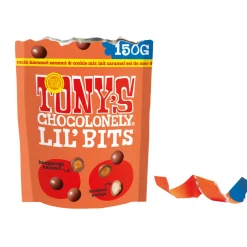 New Tony's Chocolonely Lil'Bits Melk Karamel Zeezout Biscuit 150 gr Chocolade