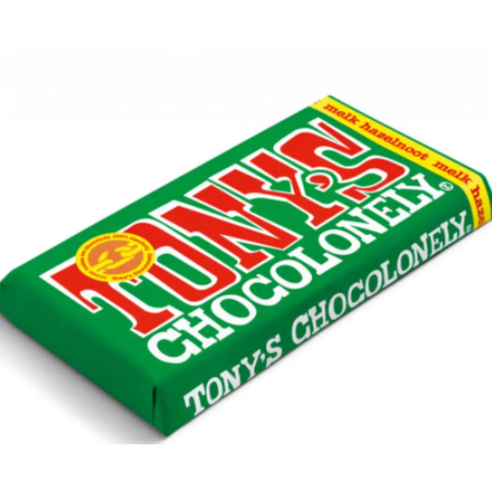 Chocolade<Tonys Chocolonely Tony's Chocolonely Melk Hazelnoot 180 gr