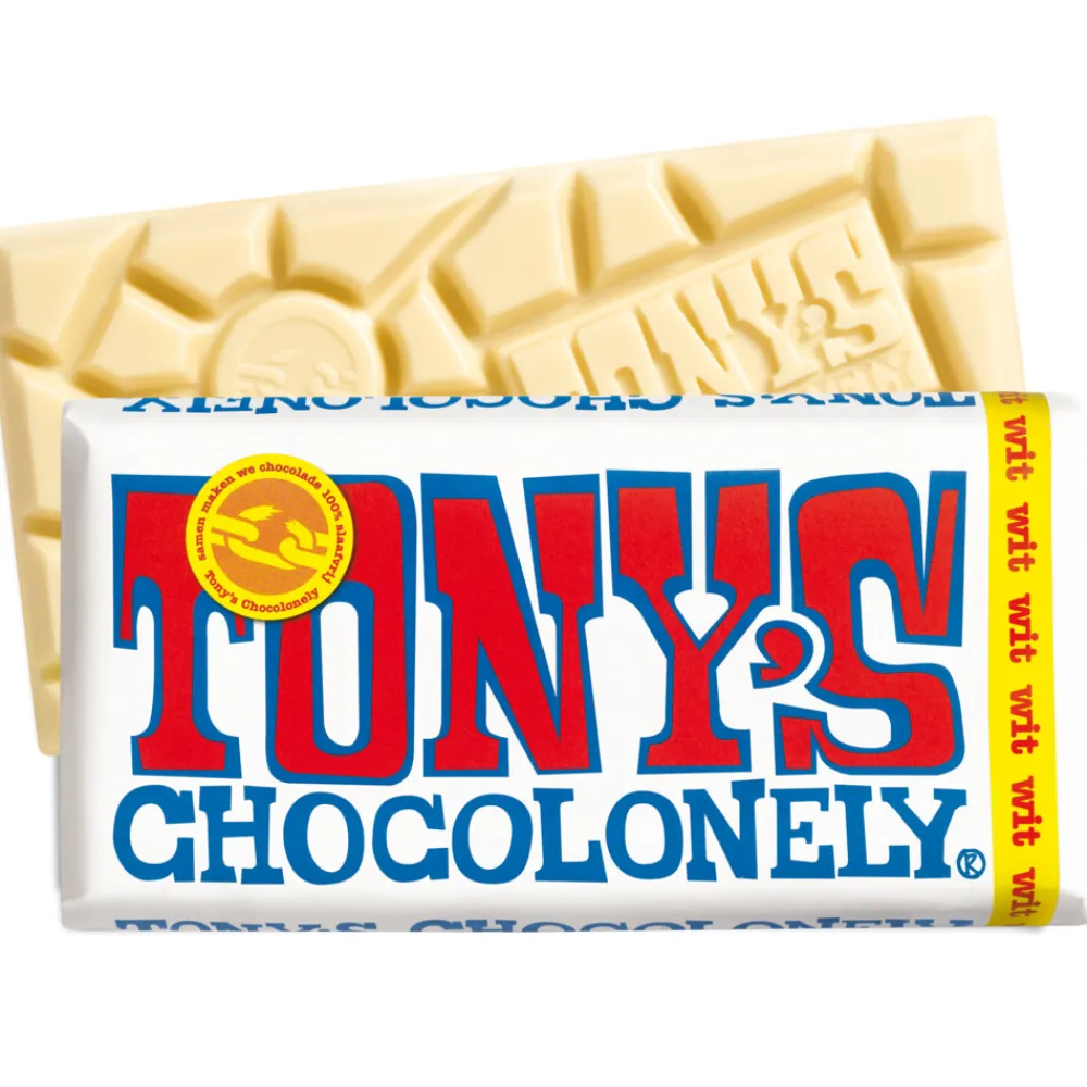 Sale Tony's Chocolonely Wit Original 180 gr Chocolade