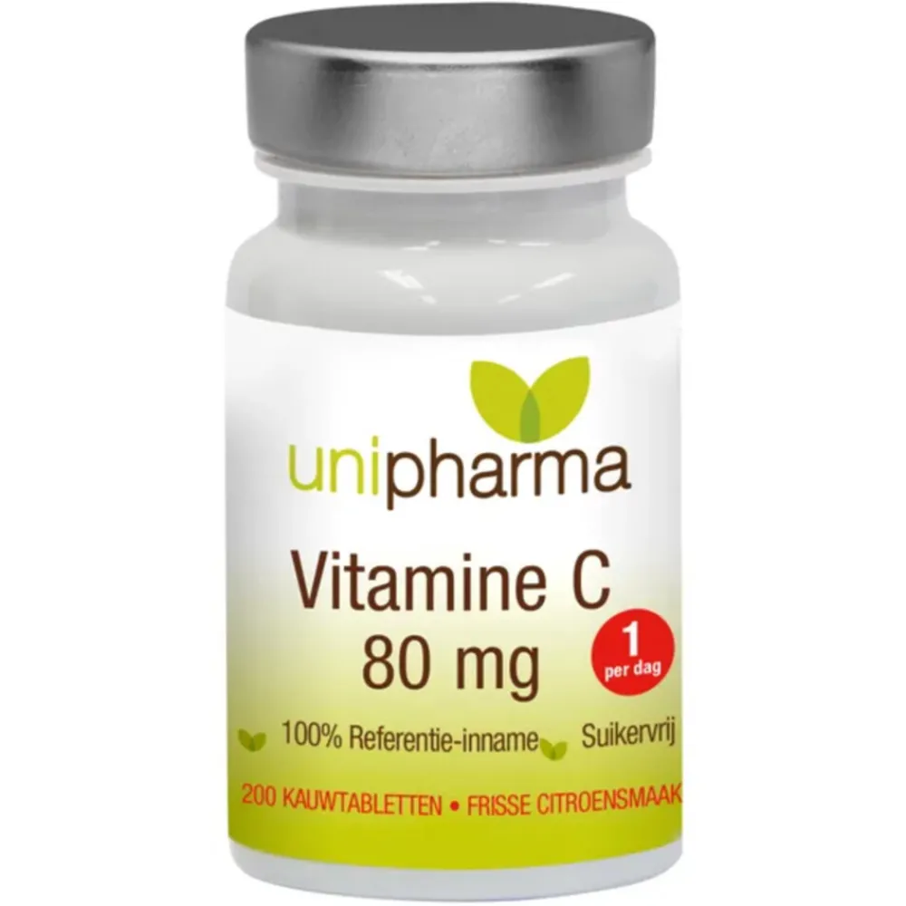 Vitaminen<Unipharma Vitamine C 80mg Kauwtabletten 200 stuks
