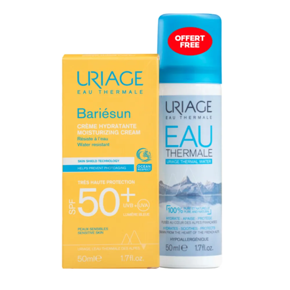 Zonbescherming<Uriage Bariésun Crème SPF 50+ 50 ml + Eau Thermale d' 50 ml 50 ml