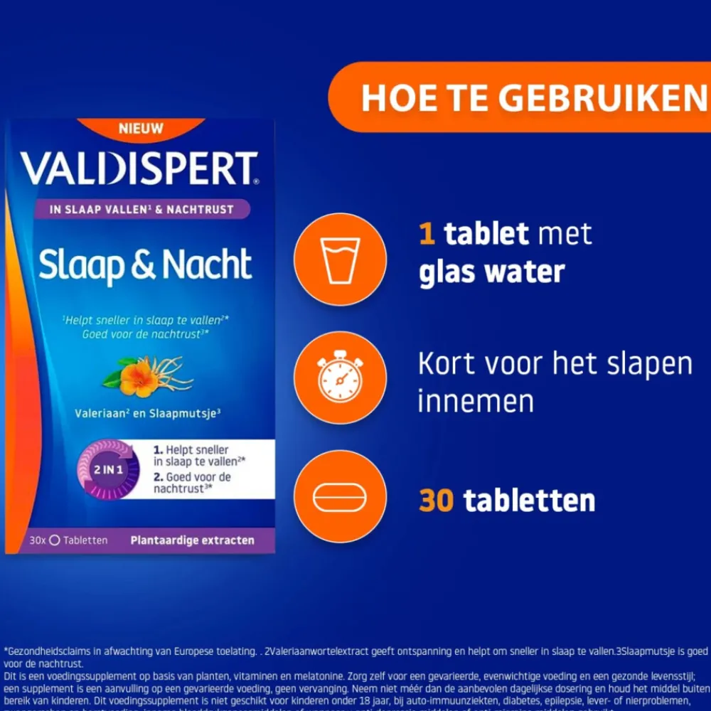 Rustgevend & Slapen<Valdispert Slaap & Nacht 30 tabletten