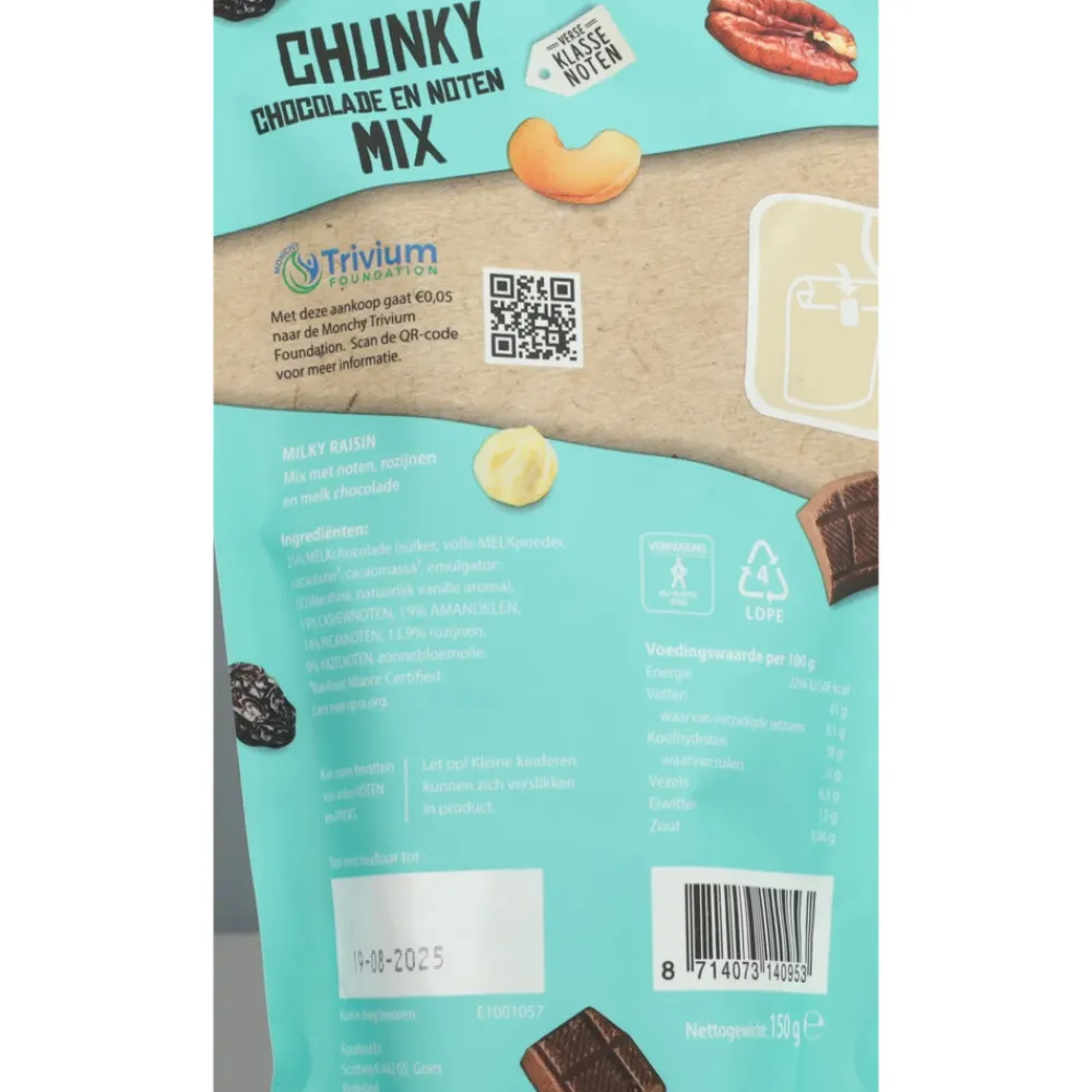 Best Chunky Chocolade en Noten Mix Milky Raisin 150 gr Noten