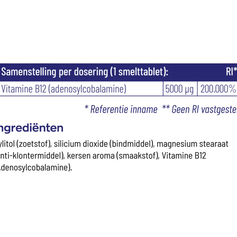 Vitaminen<Vitakruid B12 Adenosyl 5000 Mcg 60 tabletten