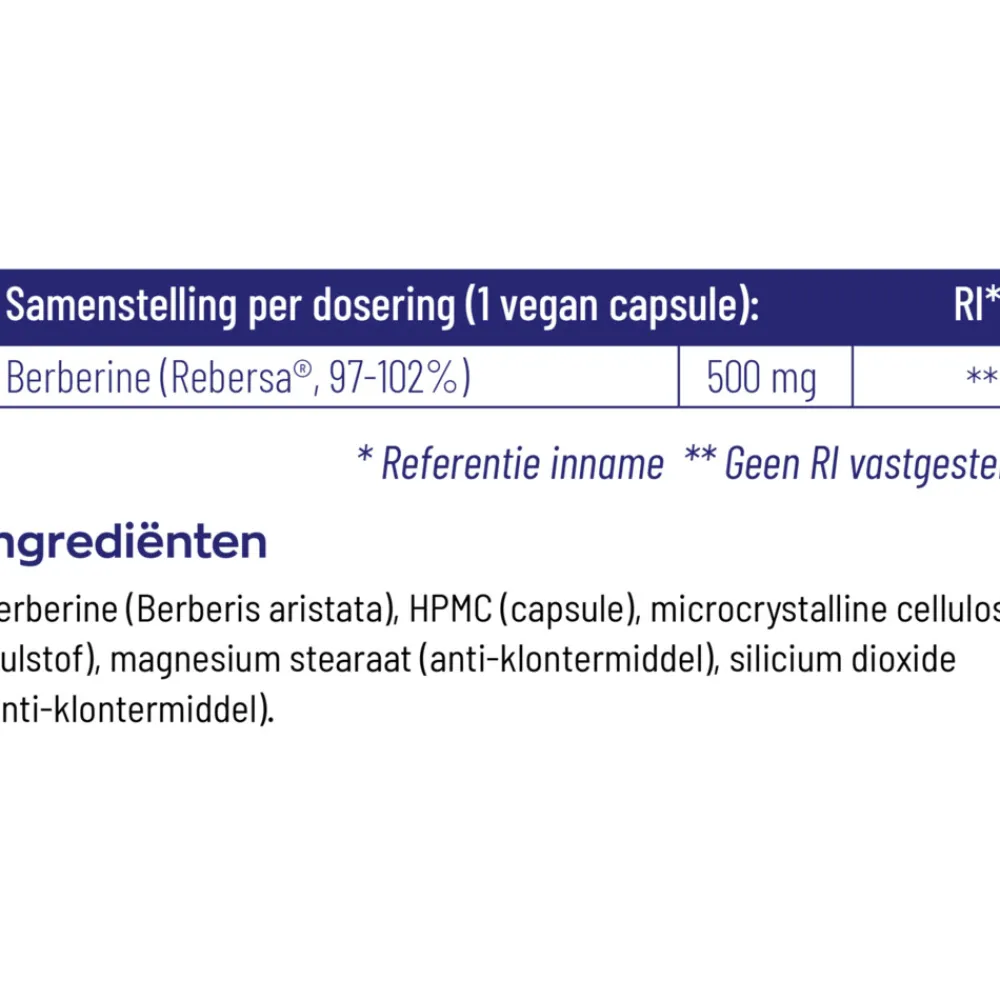 Hart, Bloed & Cholesterol<Vitakruid Berberine 500 Rebersa 60 vegacapsules
